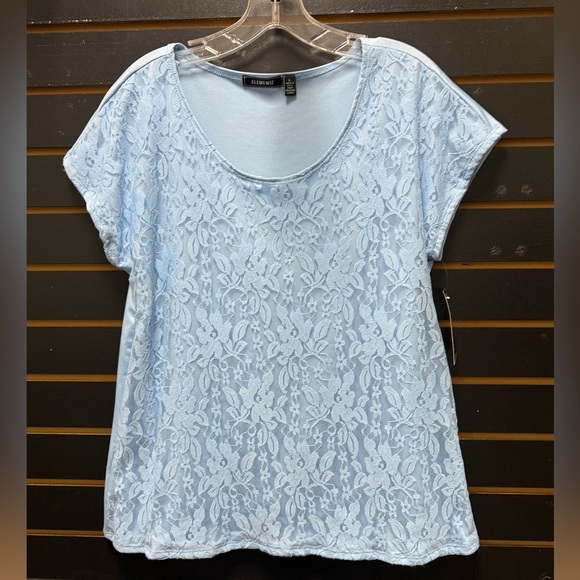 NWT Elementz periwinkle lace front top size large - Picture 1 of 3